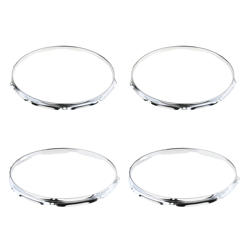 2pcs Chrome 14 Inch 8&10-Lug Snare Drum Hoop Ring Rim Instrument Parts