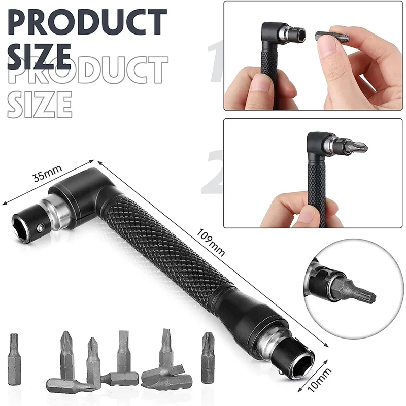 New 14 Pcs Flexible Drill Bit Extension Set 1/4 Inch Hex Bendable Drill Bit Extension 105 Right Angle Drill 90 Right Angle