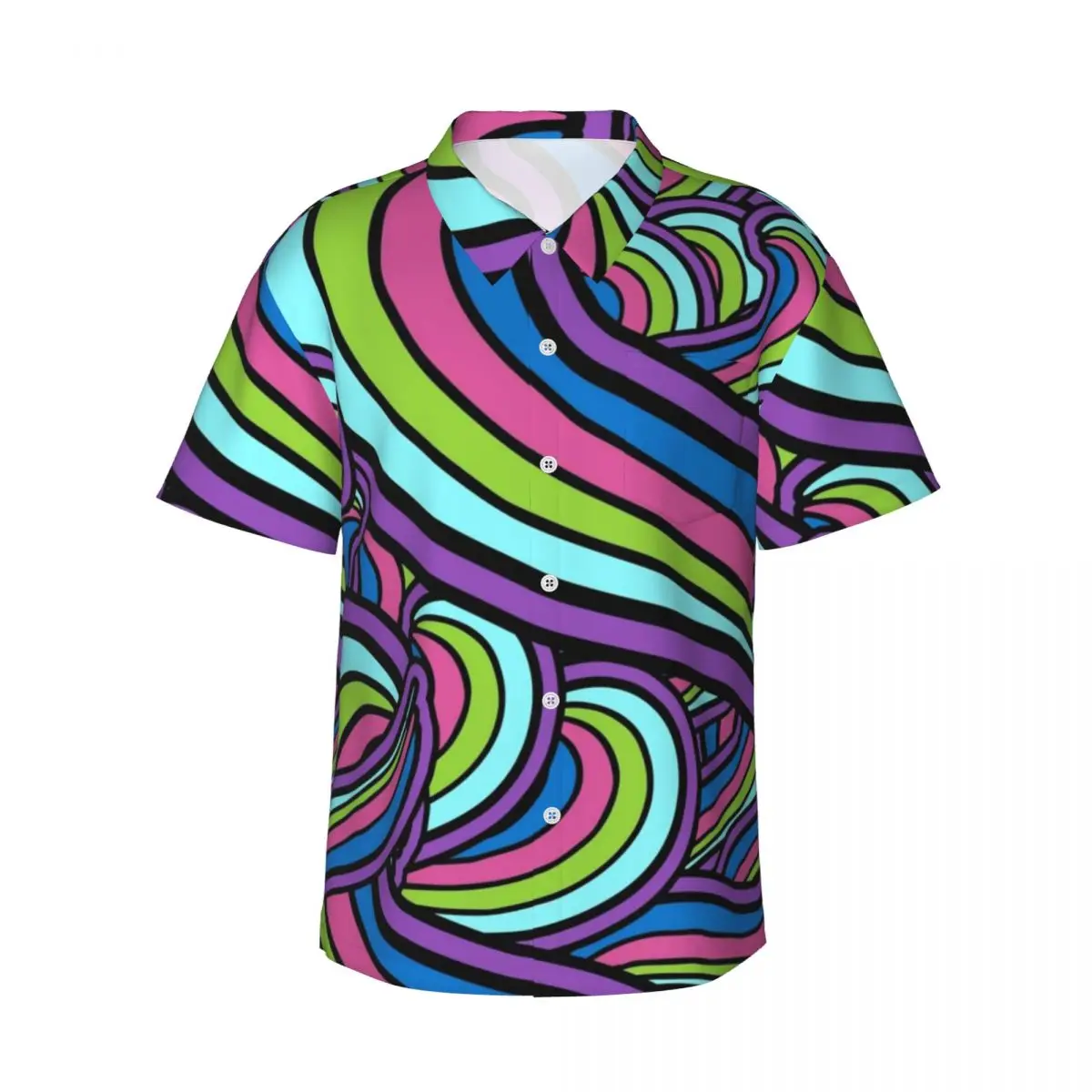 

Hawaii Shirt Beach Retro Geometric 60S 70S Blouses Psychedelic Art Novelty Casual Shirts Man Short Sleeve Breathable Clothing