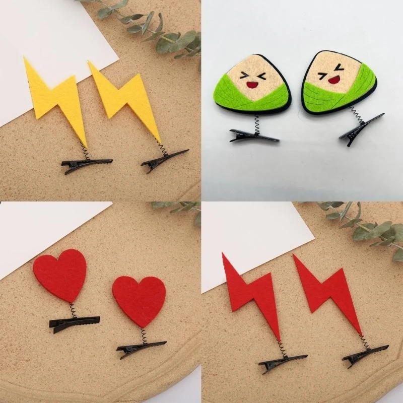 R1WE Exclamation Mark Showy Hair Clip Fun Showy with Flower Side Clip for Girls