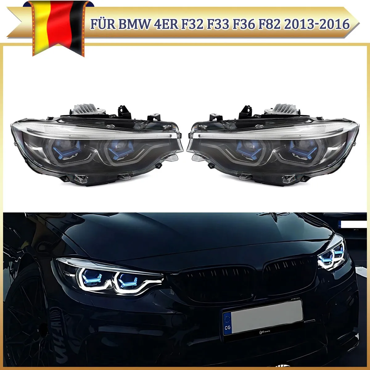 

Светодиодные фары DRL с синим светом для BMW 4 серии F32 F33 LHD, фары F36 F82 420d 420i 425d 428i 2013-2016 (до рестайлинга)