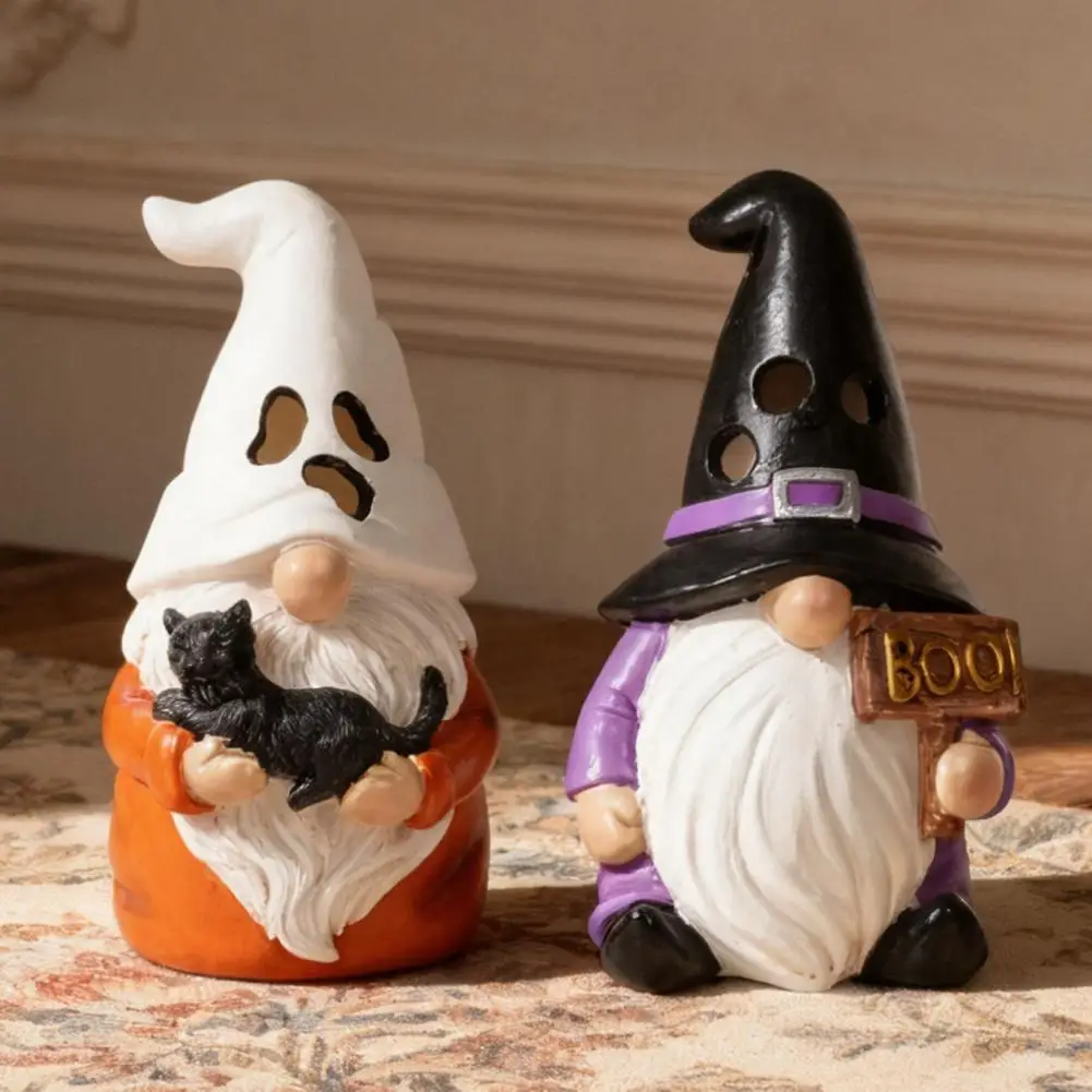 Compact Showcase Decorations Halloween Decorations for Home Halloween Resin Skull Ghost Figurine Cute Spooky Candle for Table
