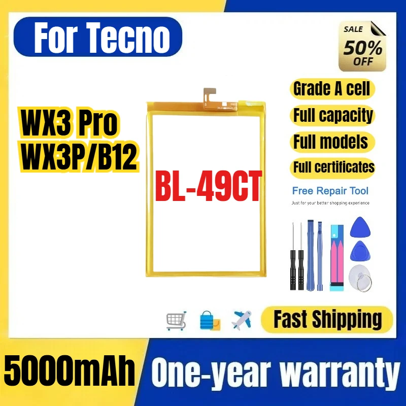 BL-49CT for Tecno WX3 Pro/WX3P/B12 Phone Battery 0 Cycle High Quality High Capacity Replacement Bateria Grade A Cell with Tools