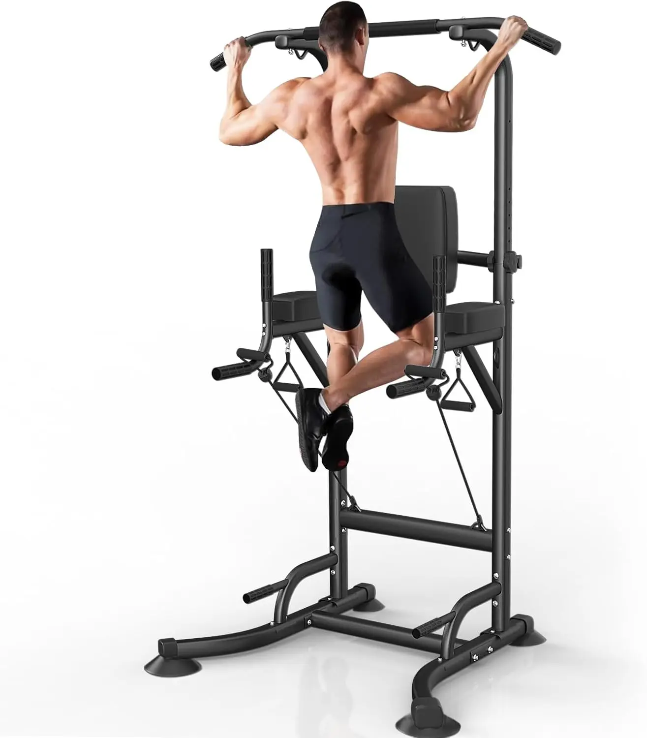 Power Tower Dip Station, Fitness Strength Station con barra per trazioni, Power Tower multifunzione per allenamento de