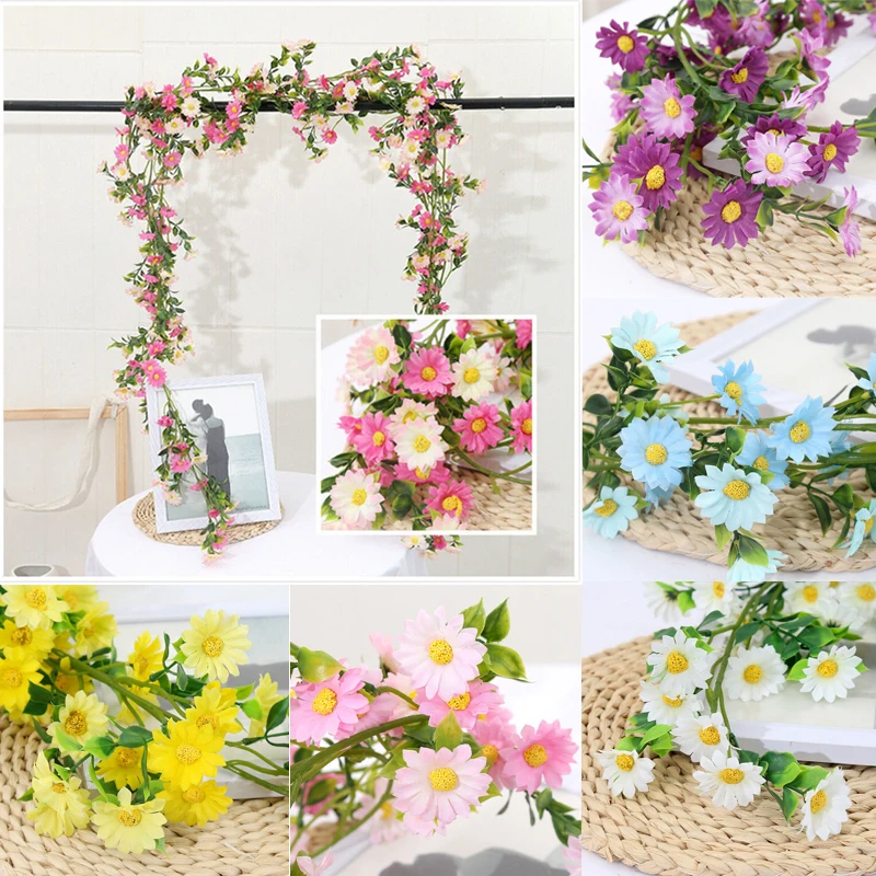 175cm Artificial Daisy Vine Garland Living Room Foliage Plant Vine Plant Flower Rattan Home Party Wedding Decoration