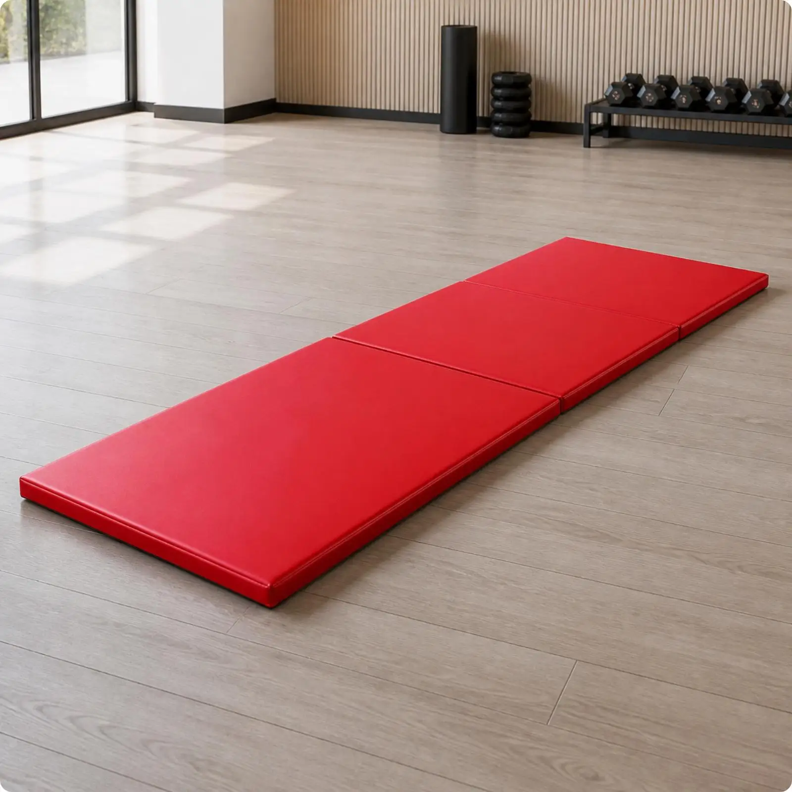 180x60cm Foldable Fitness Mat for Gymnastics Dance Training with Removable Inner Core and Stitched Edge Construction