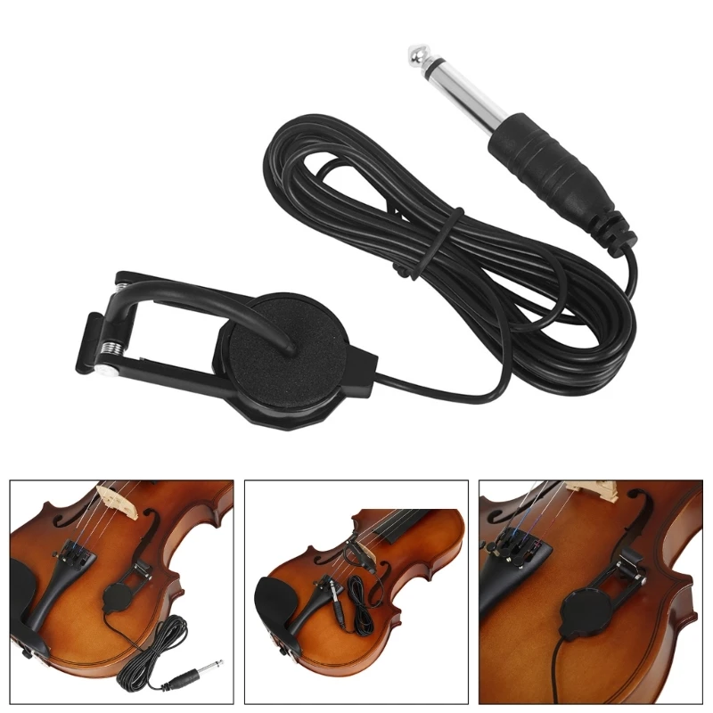 

Clip on Microphone Piezo Pickup Violin Acoustic Guitar Ukulele Pickup with 6.35mm Audible and 2.8 Meters Cable