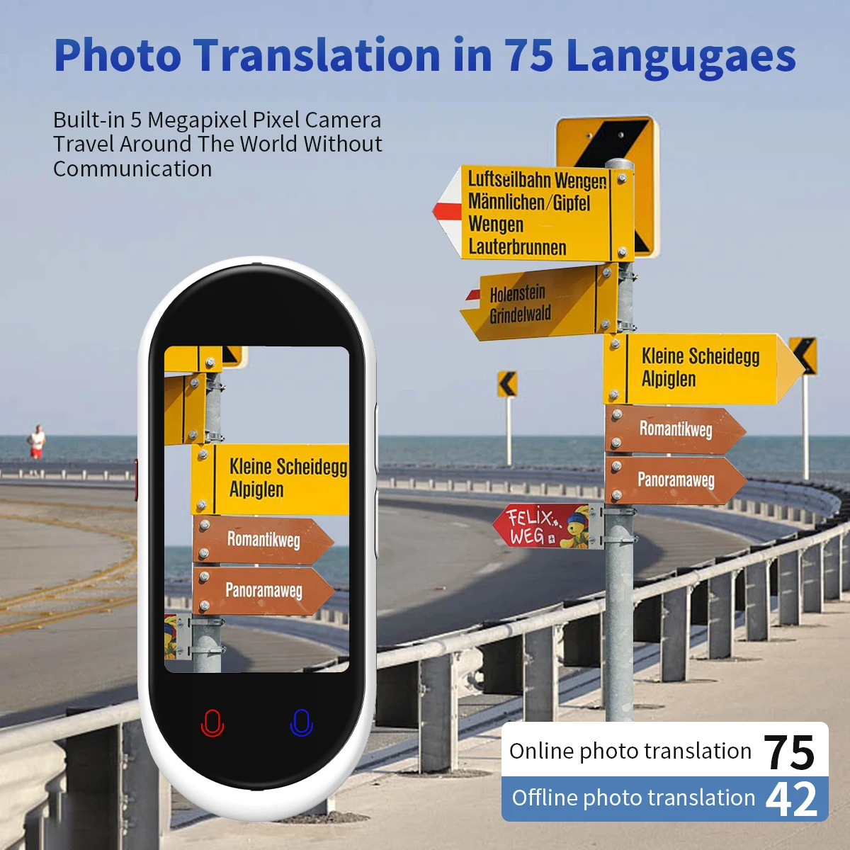 Z8 Instant AI Voice Translator Draagbaar realtime vertaalapparaat met foto-opname Groepschat voor reizen, leren, vergaderingen