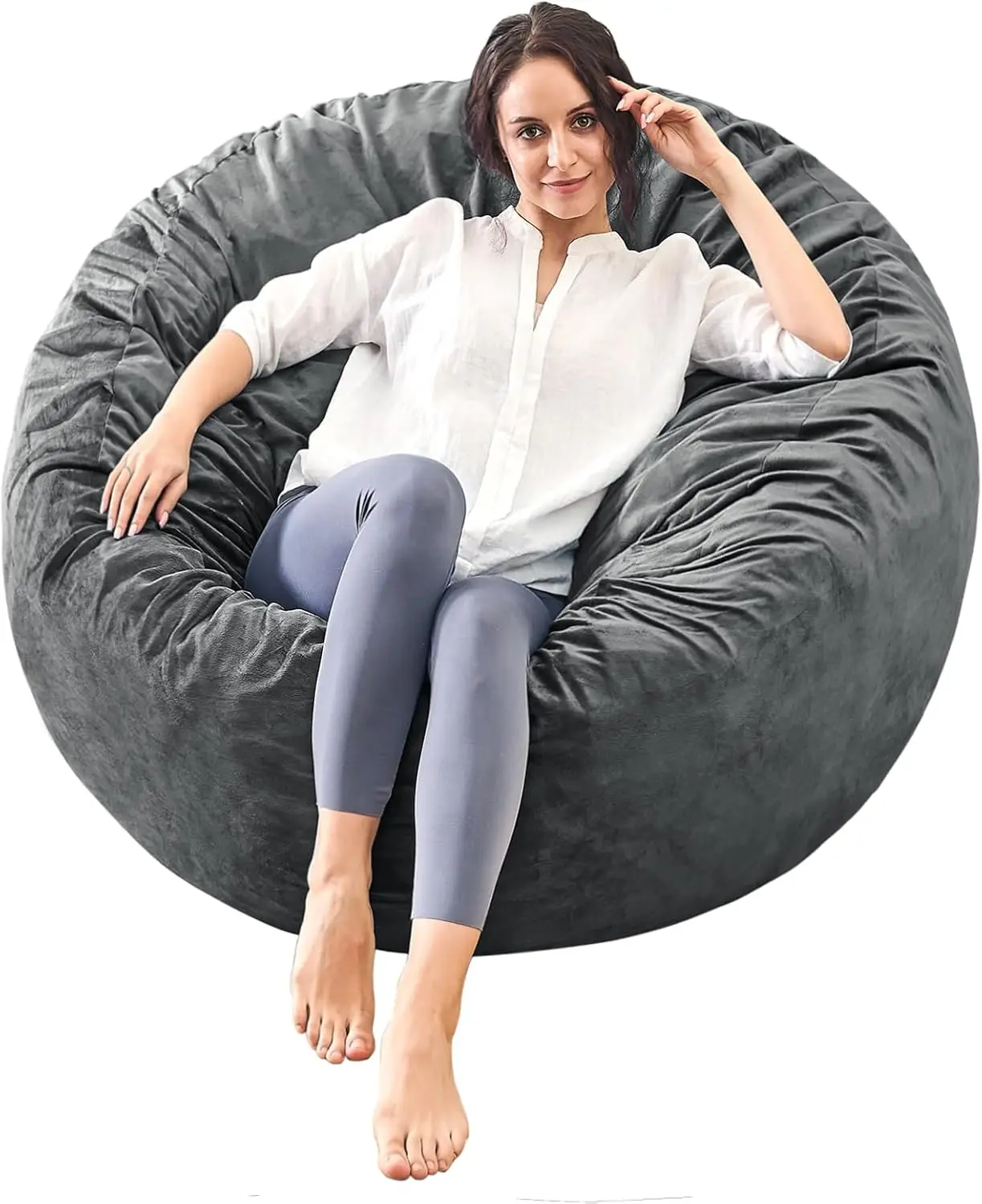 

BeanBag Chairs for Adults, Living Room Furniture Sofa with Soft Micro Fiber Cover, Round Fluffy Couch for Bedroom College Dorm