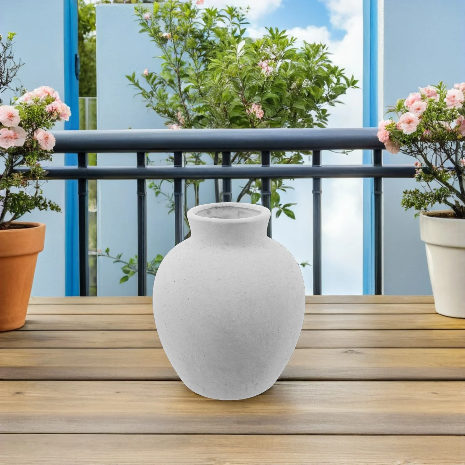 

Rustic Ceramic Flower Vase Vintage Pottery Decorative Vase Small Opening for Living Room Bedroom Office Bookshelf Mantle