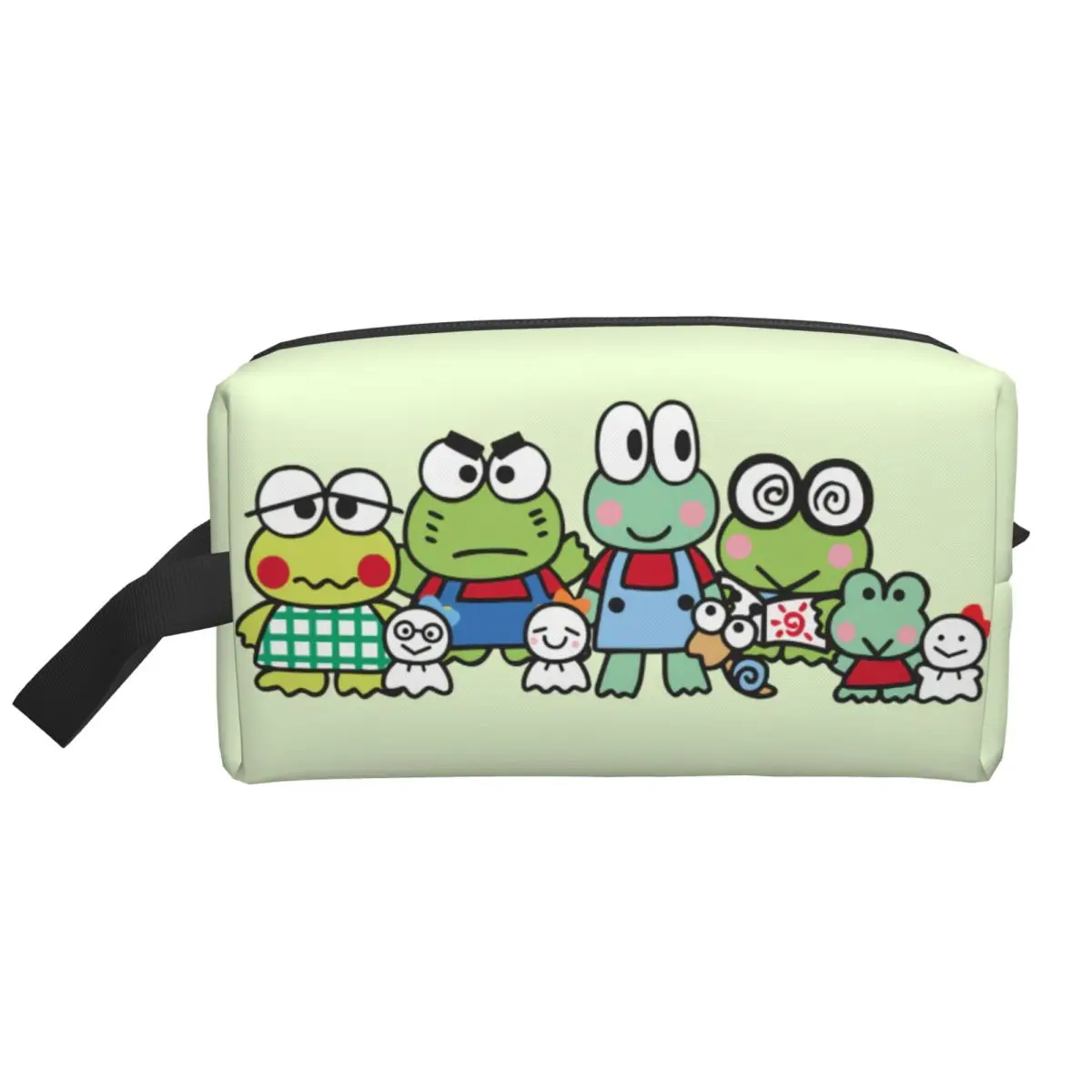 Custom Keroppi Family Cute Cartoon Makeup Bag Women Travel Cosmetic Organizer Fashion Big -eyed Frog Anime Storage Toiletry Bags