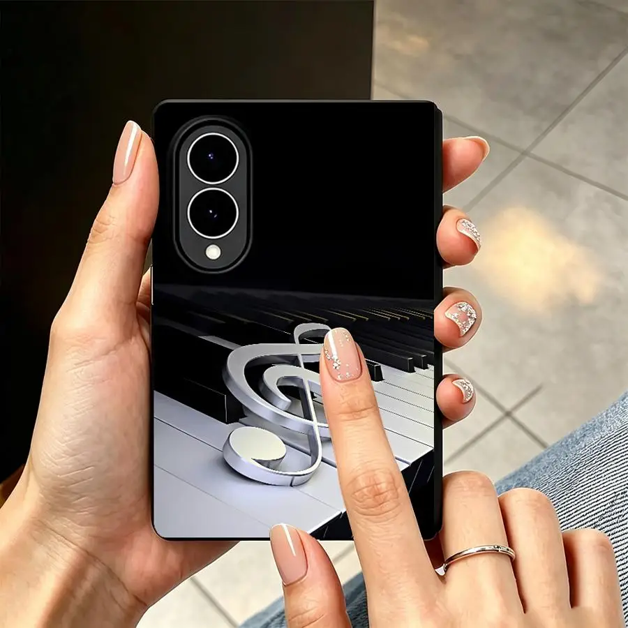Case for Samsung Galaxy Z Fold 8 Z Fold8 Wide ZFold Wide ZFold8 Luxury Phone Cover Monochrome Note Piano
