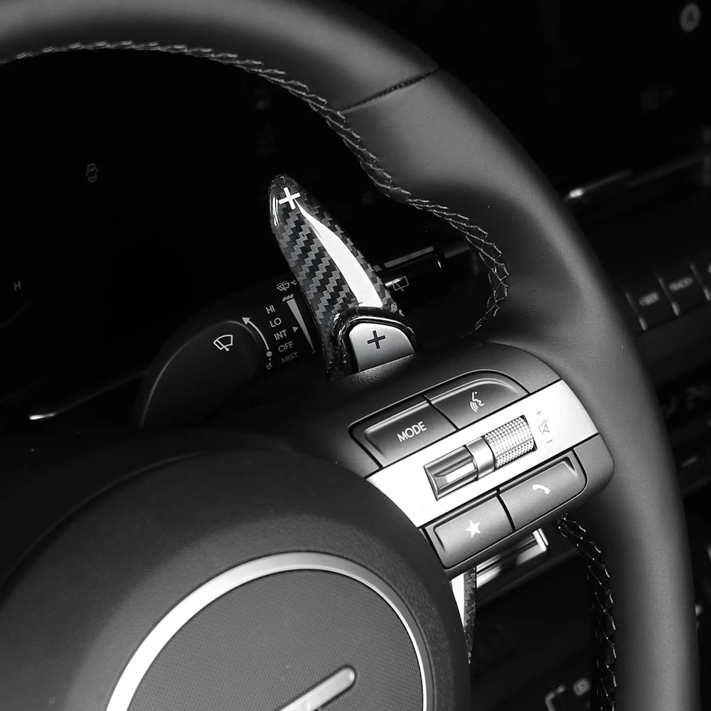 لشركة هيونداي كونا SX2 2024 2025 2026 ريال ألياف الكربون عجلة القيادة مجداف شيفتر والعتاد التحول تمديد غطاء الكسوة الملحقات