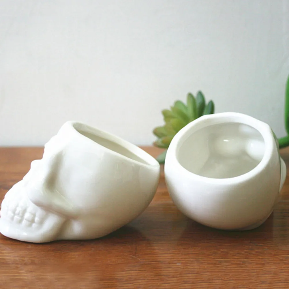 

Набор из 6 премиальных керамических кашпо в форме черепа для суккулентов, маленькие цветочные горшки для декора на Хэллоуин, для дома, офиса, рабочего стола