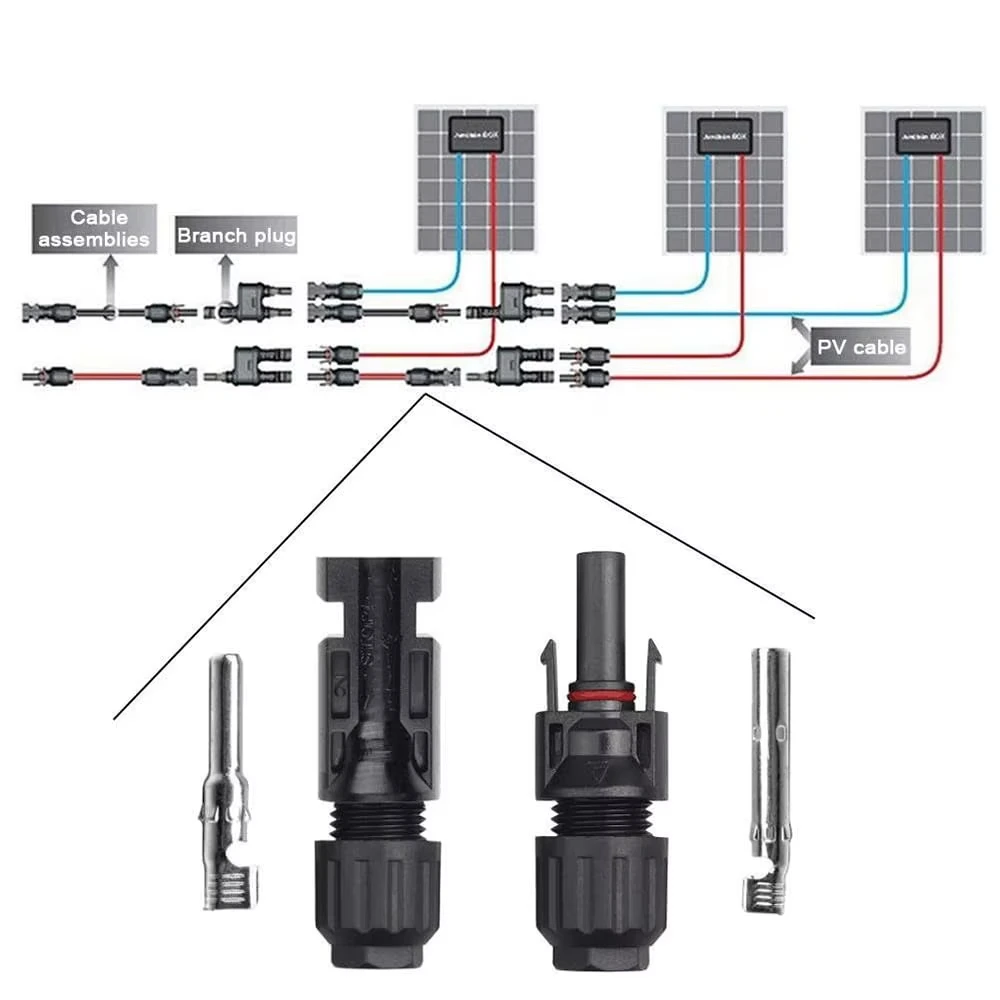 5 Pairs Waterproof Solar Panel Connectors with 2 Wrenches for Photovoltaic Cables - Solar Connectors for Renewable Energy