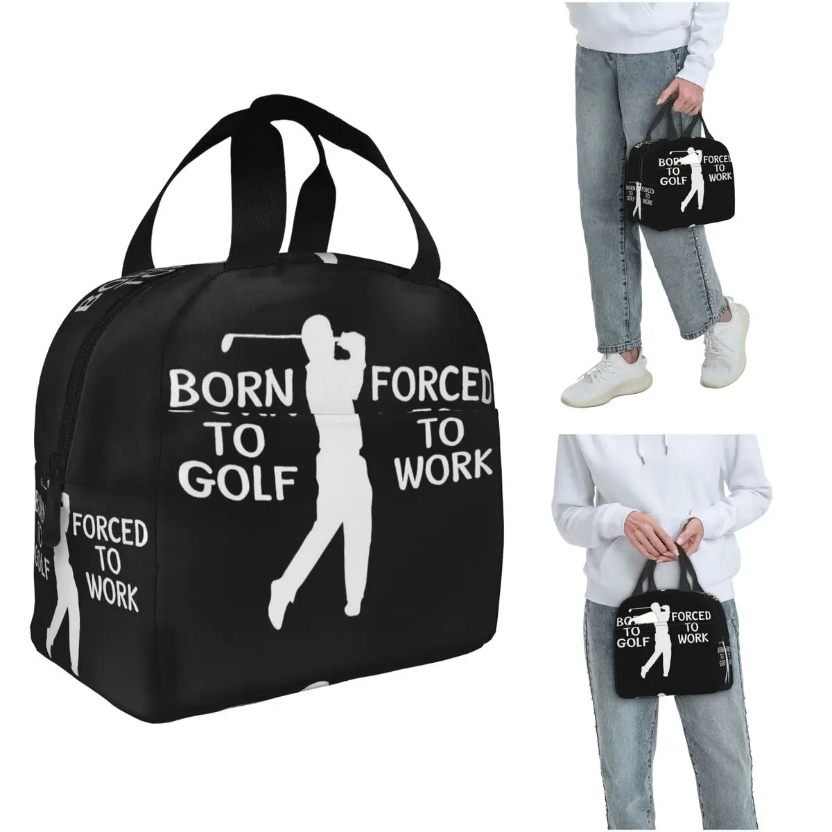 

Изолированная сумка для обеда Born To Golf Forced To Work для детей, школьный холодильник, термосумка для еды, герметичная коробка для завтрака, контейнер
