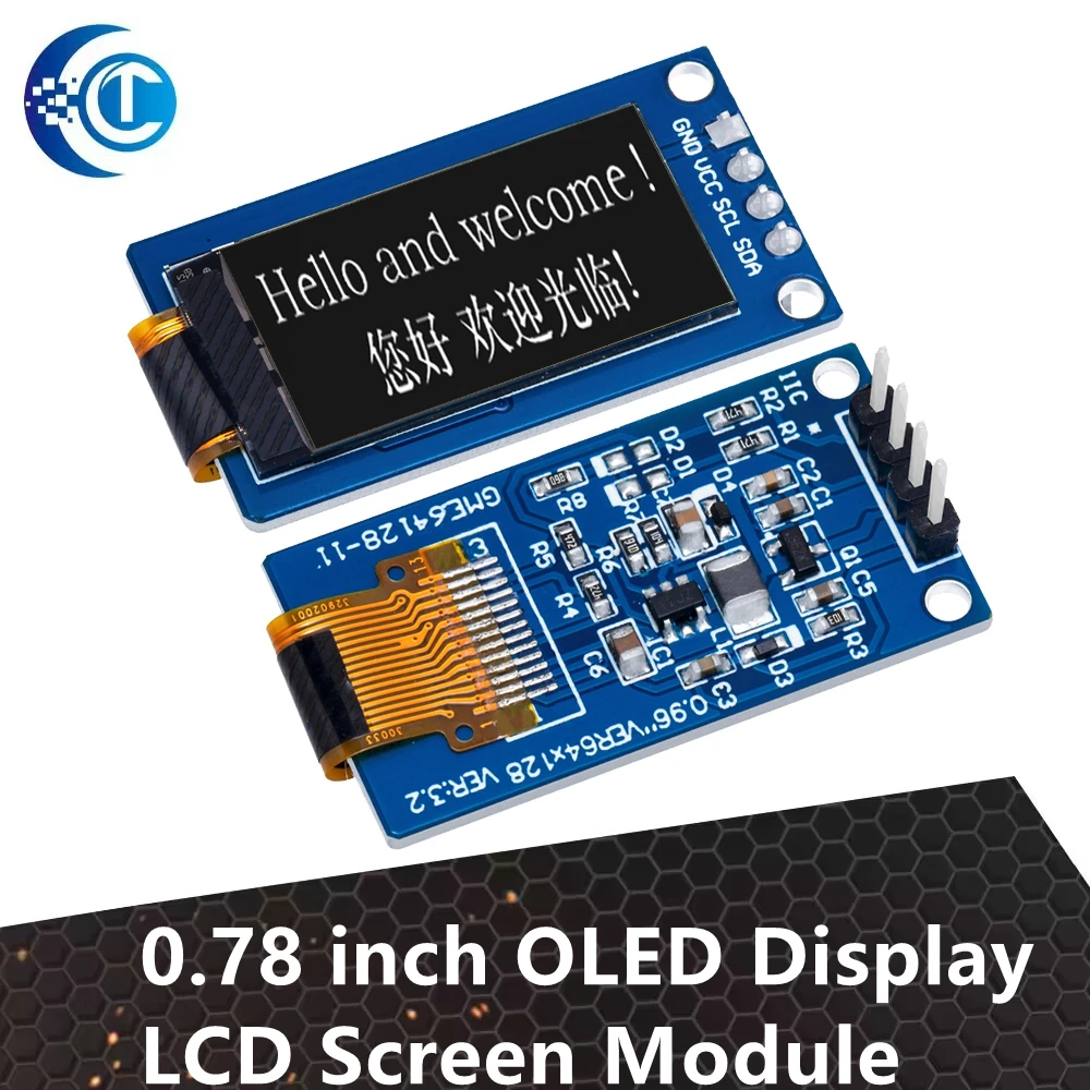 0.78 - inch OLED Display LCD Screen Module! White Color, 128*80 Resolution, SPI Interface with SH1107 Driver -  for Arduino