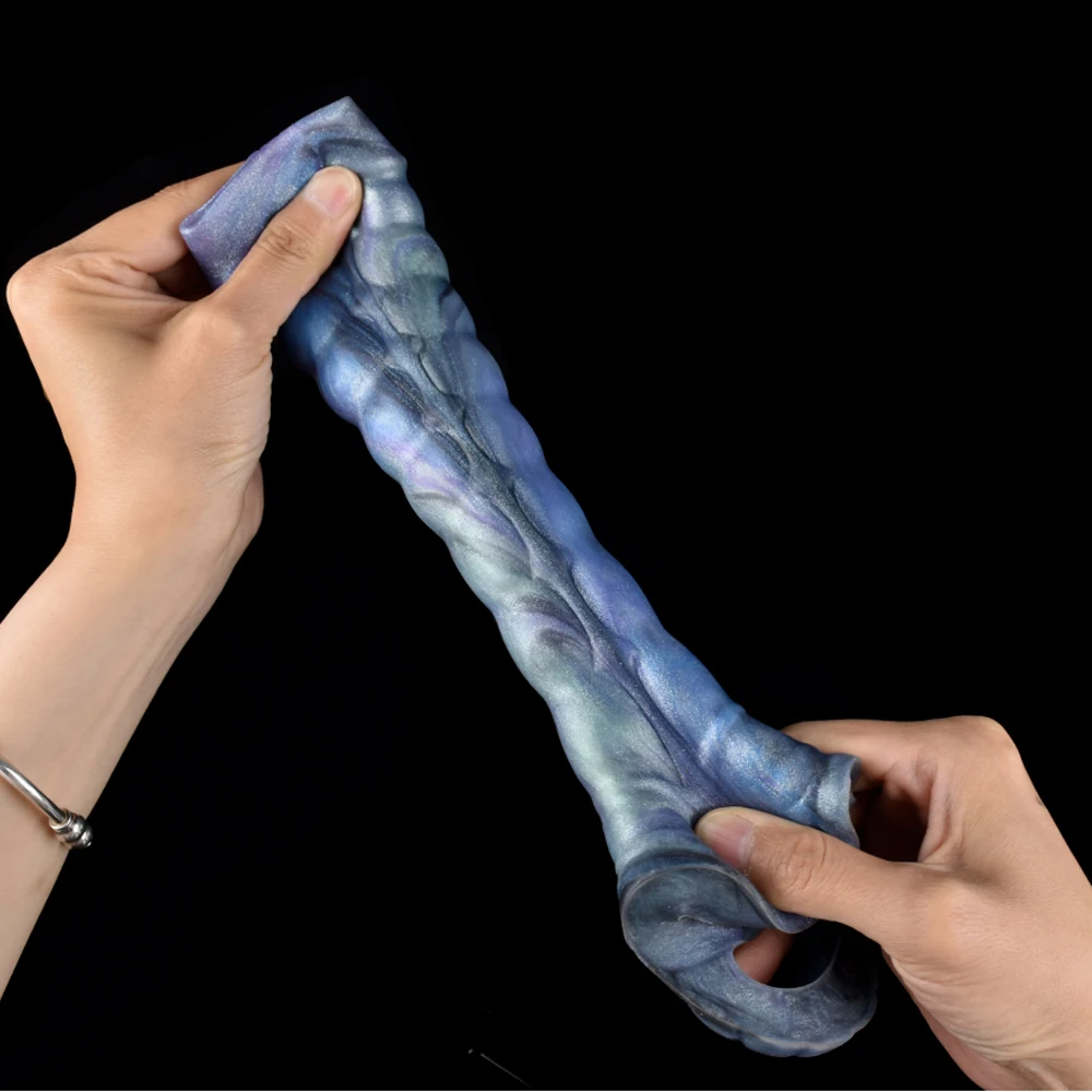 FAAK Fantasy Ribbed Dragon Penis Sleeve Soft Silicone Sex Toys Sheath Stretchable Cock Enlargement Hollow Dildo Male Masturbator