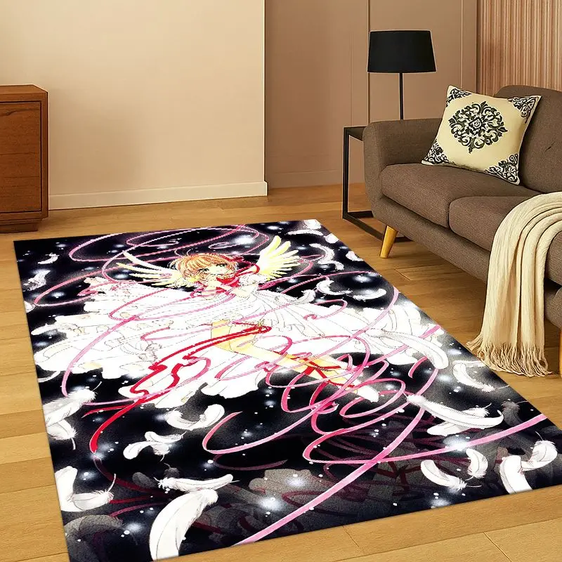 Cute Sakura Card Captor Girl Cartoon Living Room Non-Slip Area Rug Soft Carpet for Bedroom  Playroom Sofa,Home Decor Doormat