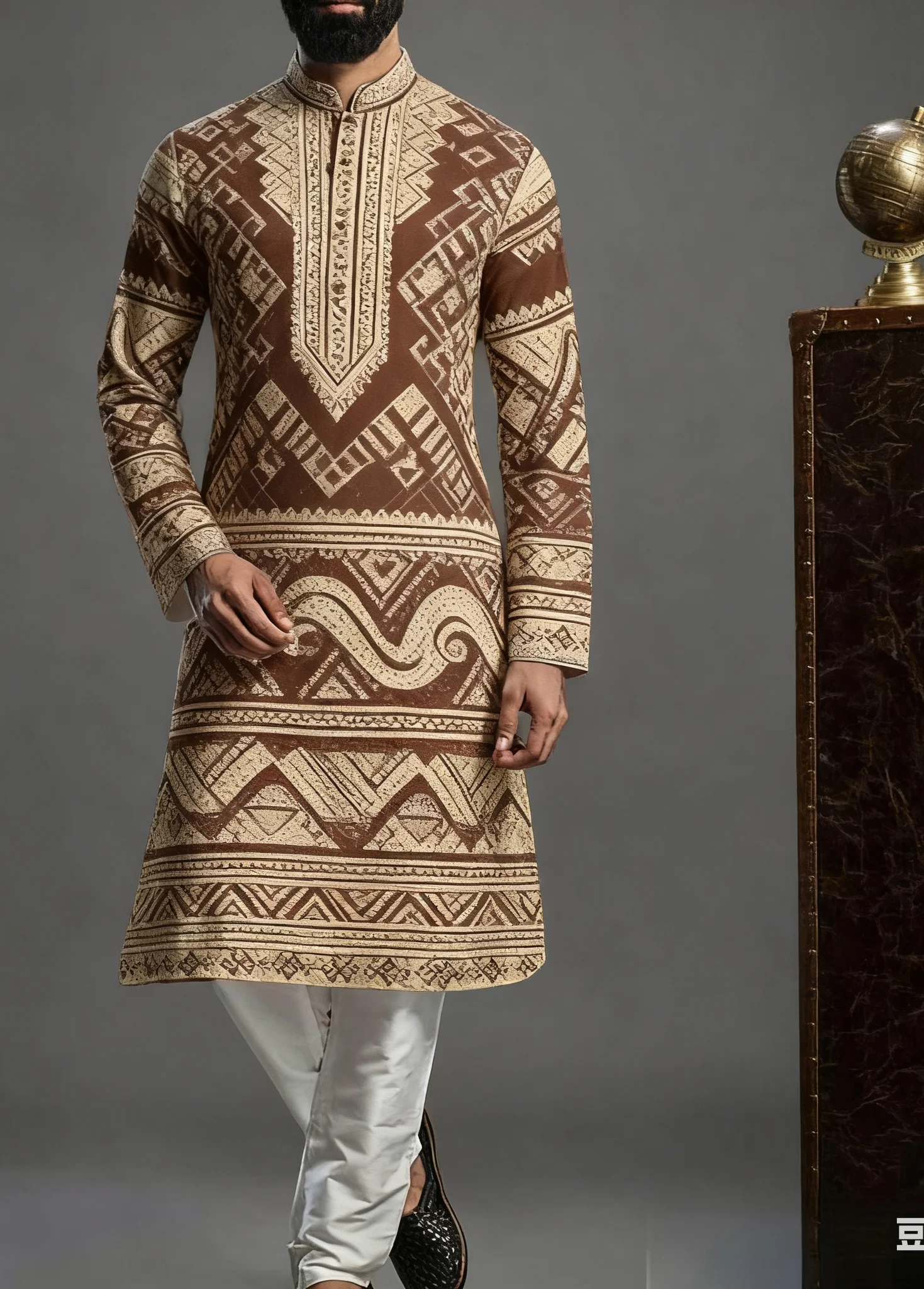 2025Kurt Men's Digital Printed Patterns with Multiple kurta vardha Fashionable Casual Fit Regular Robe Suitable for All Occasion