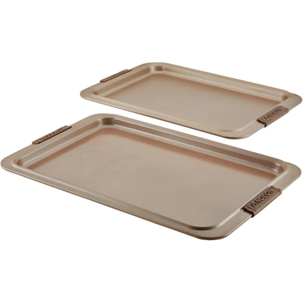 

Набор форм для выпечки Anolon с антипригарным покрытием и силиконовыми ручками, состоящие из 2 бронзовых листов для выпечки печенья