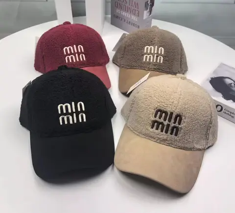 Mode lettre broderie femme casquettes de relance hommes hiver laine d'agneau casquette de baseball de luxe Y2K hip-hop chapeau sports de plein air casquette de golf