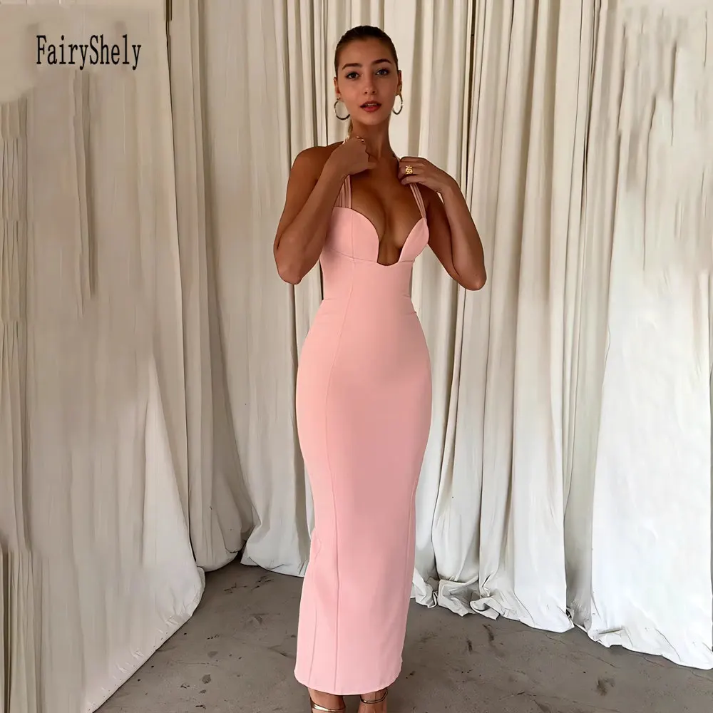 Sexy Roze Push-Up Lange Jurk Dames 2024 Zomer Split Zwart Uitgesneden Club Bodycon Jurk Vrouwen Strakke Maxi Avond Feestjurken