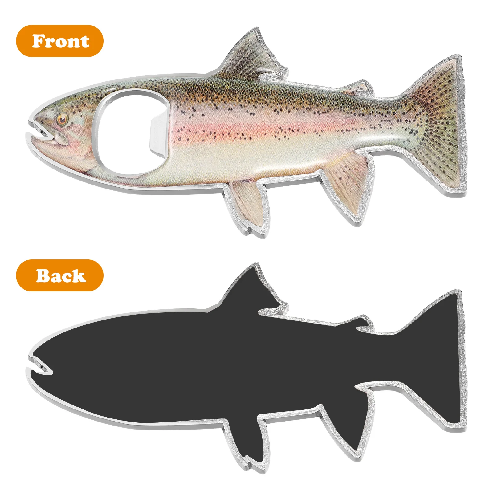 

Stainless Steel Rainbow Trout Bottle Fridge Magnet Beer Opener Fish Shaped Can Opener Trout Lover Gift For Fishermen Kitchen Bar