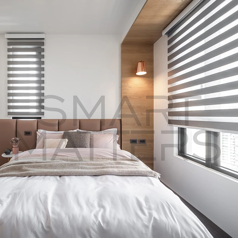 SmartMatte Blackout Cordless Zebra Blinds doppio strato tende a rullo giorno e notte per Windows Smart Zigbee Blinds dimensioni personalizzate