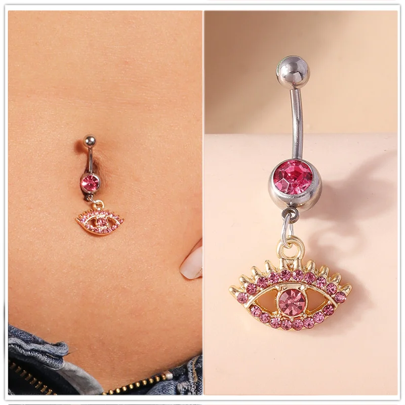 Aihua Böhmen Hamsa Hand baumeln Nabel Ring Chirurgenstahl türkische glückliche blaue Augen Bauchnabel Ring Piercing Ombligo Körperschmuck – Detail 2
