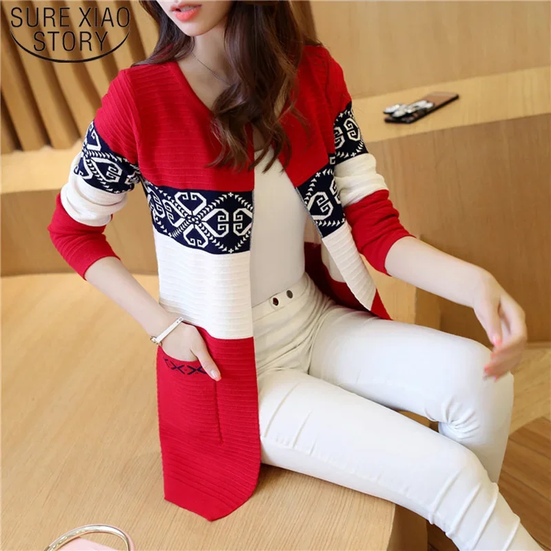 2024 Women's Autumn Long Cashmere Sweater Thin Short Cardigan Pink Black Red Knitting Sweaters Print Women Winter Fashion Slim
