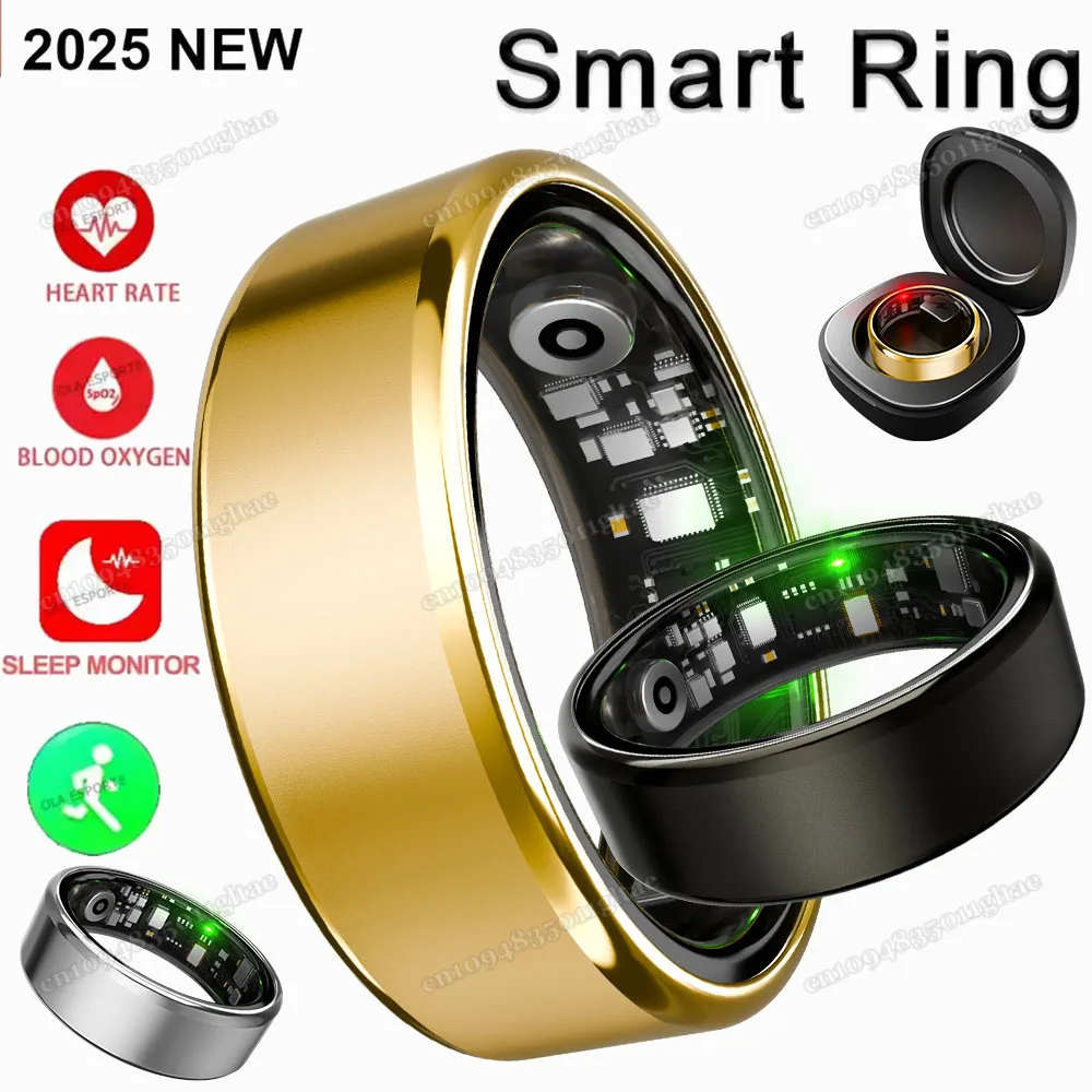 

Fashion Smart Ring Bluetooth Connection IP68 Waterproof Pedometer Heart Rate Sleep Monitoring Multi-Function Sports Fitness Ring