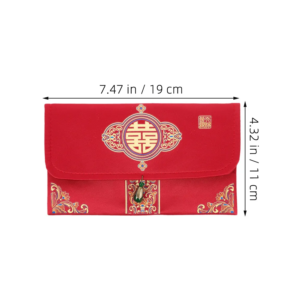 2 Pcs Chinese Hongbao Element Invitation Envelop Style Envelopes Brocade Wedding Red for