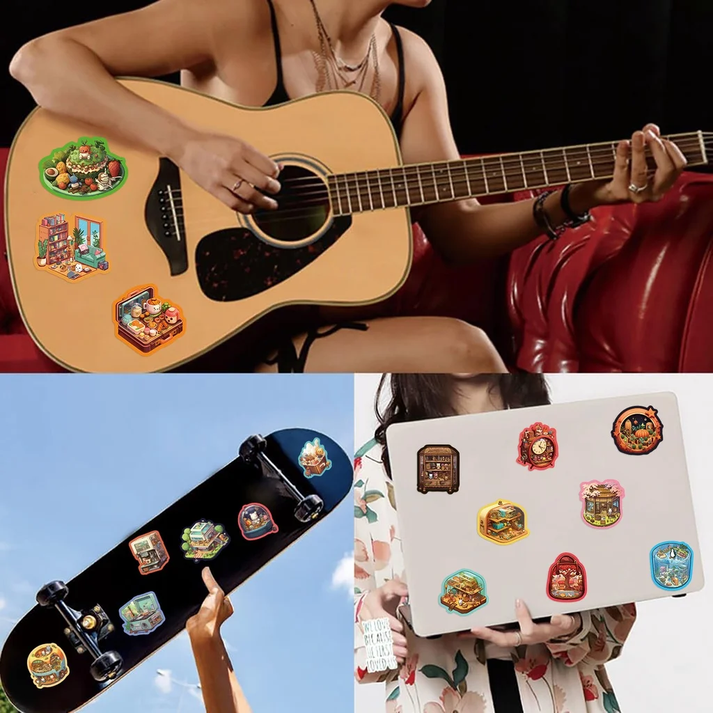 50개 만화 마이크로 월드 그래피티 방수 스티커 헬멧 핸드 어카운트 필통 데칼 블링블링스티커스 스토어