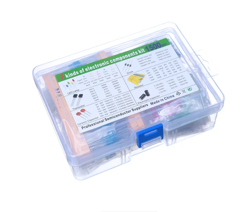 1500PCS Useful Components Kits Metal Film Resistor Led Diodes Diy Aluminum electrolytic Electronic Capacitor Ceramic Transistor