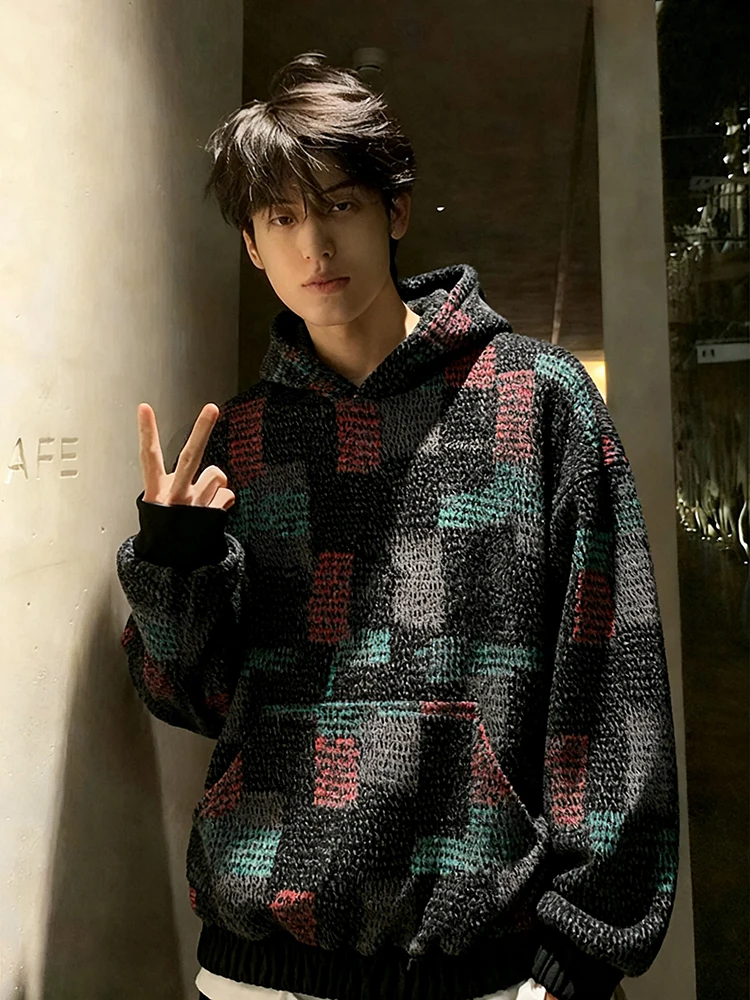 

Мужская толстовка Cleanfit American Style в клетку с капюшоном, из плотного полиэстера, зимняя, повседневная, с длинными рукавами