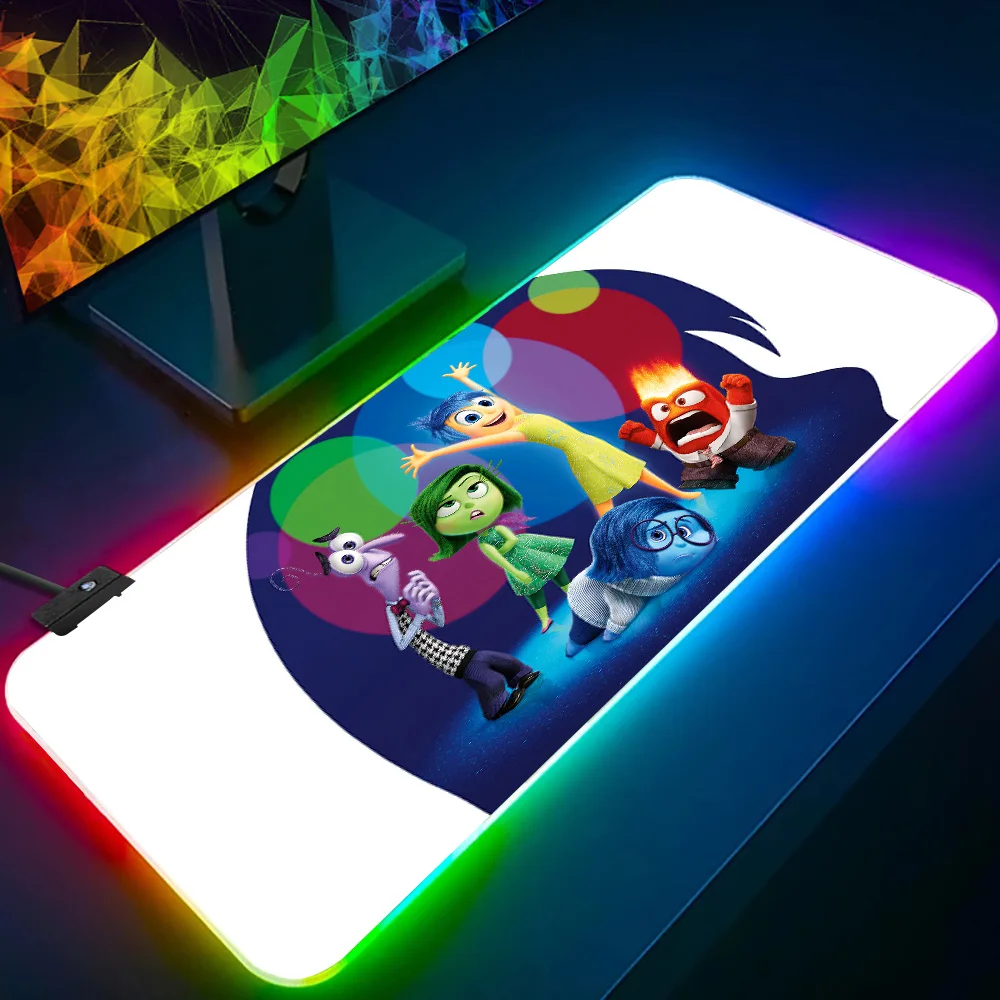 colourful inside out theme RGB Pc Gamer Keyboard Mouse Pad Mousepad LED Glowing Mouse Mats Rubber Gaming Computer Mausepad