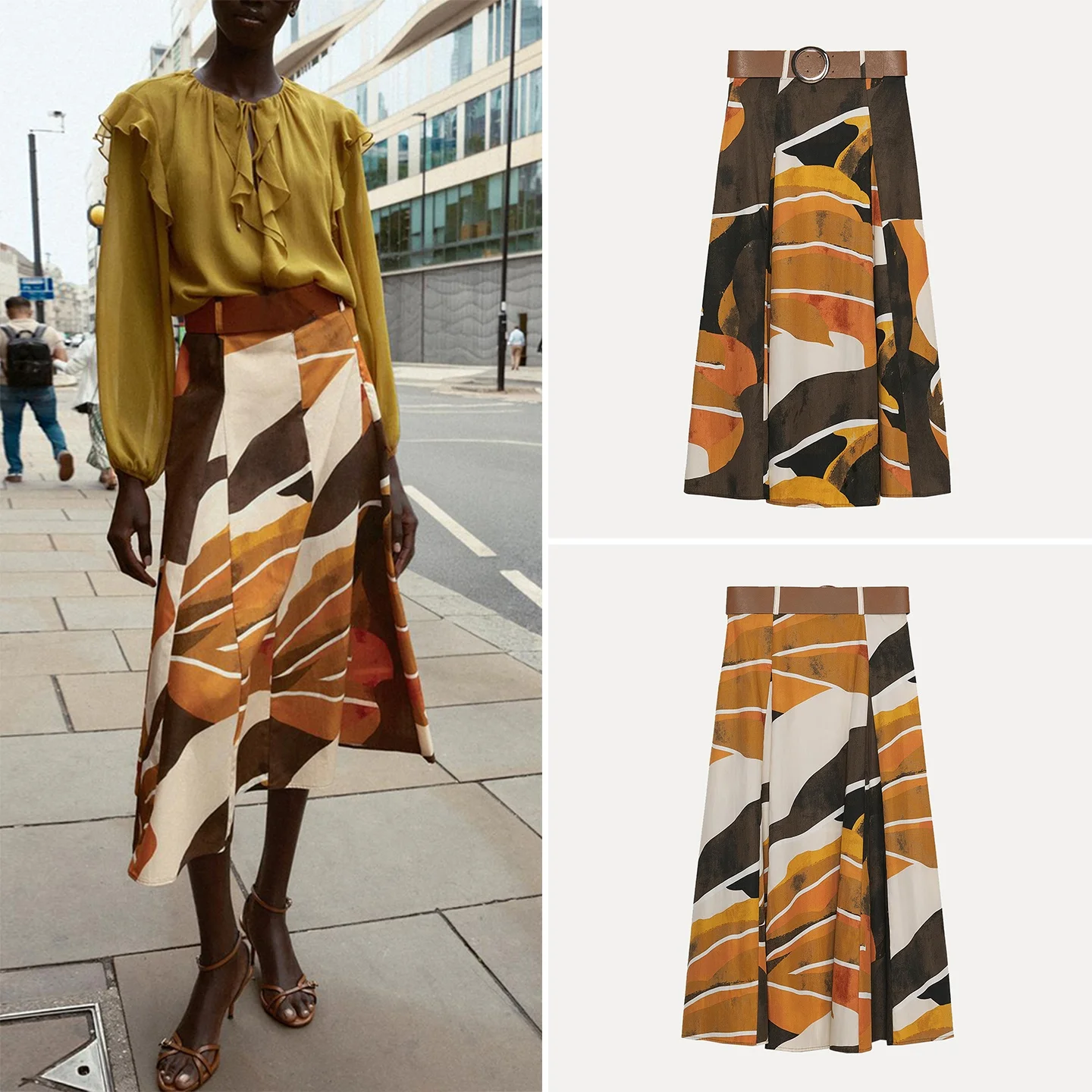 

Z Women's Casual Faion Printed Silk Waist Skirt Stand Fit Daily Wear 2025 New Sle 50297 Ele Leisure Mood