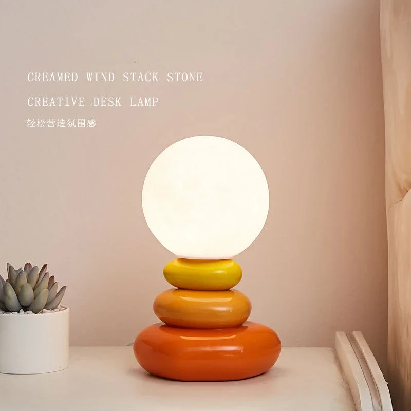 Creative Ins Style Ceramic Night Light Colorful Cream Style Stacked Stone Atmosphere USB Powered Three Color Bed Lamps