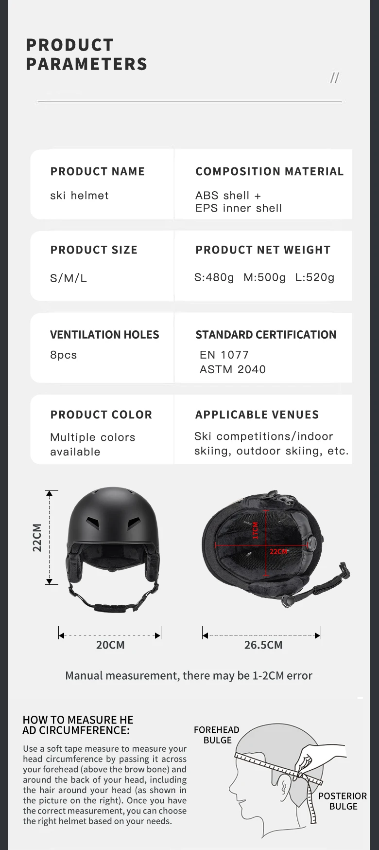 SEEKER Winter-Skihelm für Outdoor-Sportarten, Anti-Kollisions-Skihelm für Kinder und Erwachsene, Einzel- und Doppelbrett-Sicherheitsskihelm – Detail 4