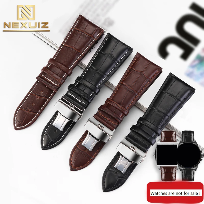 Large Men's Leather Watch Strap For Diesel Seven Friday Luminox Genuine Cowhide Band 24 26 28mm Butterfly Buckle Style Bracelet