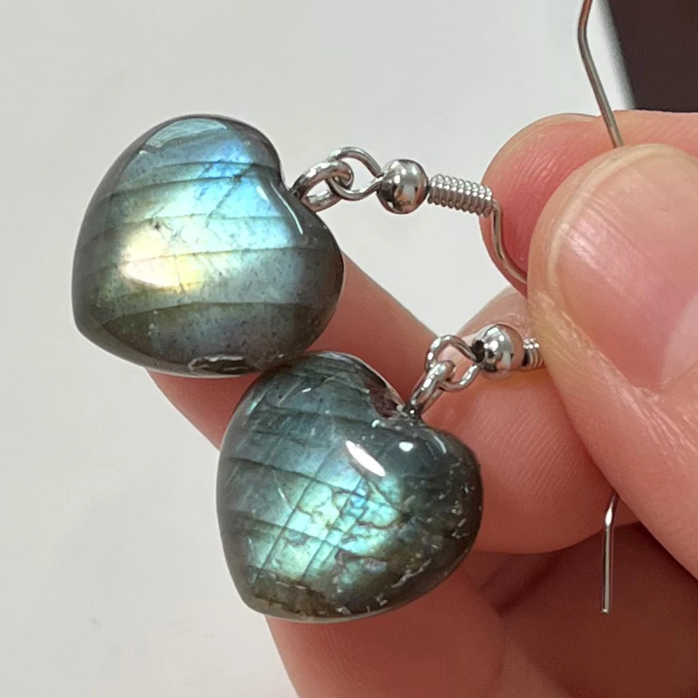 Natural Stone Irregular Shape Bead Blue Purple Labradorite Earrings