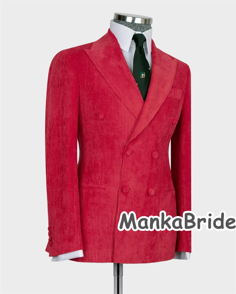 Abito da uomo rosso inverno/Autunm per matrimonio 2 prese d'aria smoking da sposo doppio petto Blazer maschile Costume da festa formale da lavoro