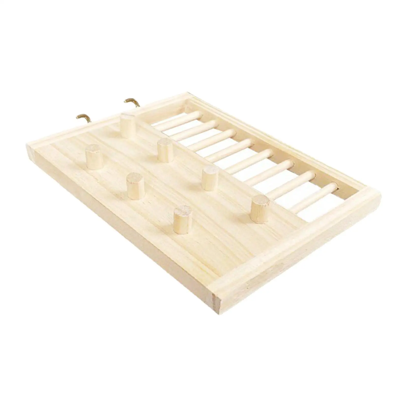 Natural Wood Hamster Bridge Ladder with Hook for Small Pets Cage Decor Climbing Platform Play Stand Accessory