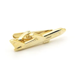 Quality Brass Material Novel Golden Color Plane Tie Pin For Men Aircraft Tie Clips Whoelsale & Retail
