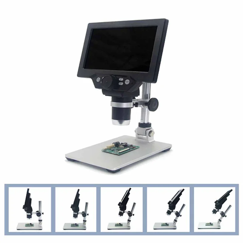 ABDE-مجهر رقمي LCD محمول مقاس 7 بوصات تكبير 1200X بدقة 12 ميجابكسل عالي الدقة لحام وفحص ثنائي الفينيل متعدد الكلور والتكبير المستمر