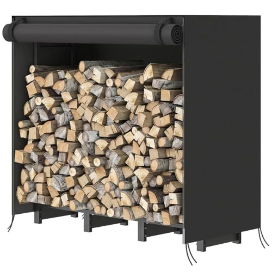 

Firewood Rack with Cover Outdoor Firewood Log Rack Adjustable Log Holder with Waterproof Cover Fireplace Wood Storage Heavy Dut