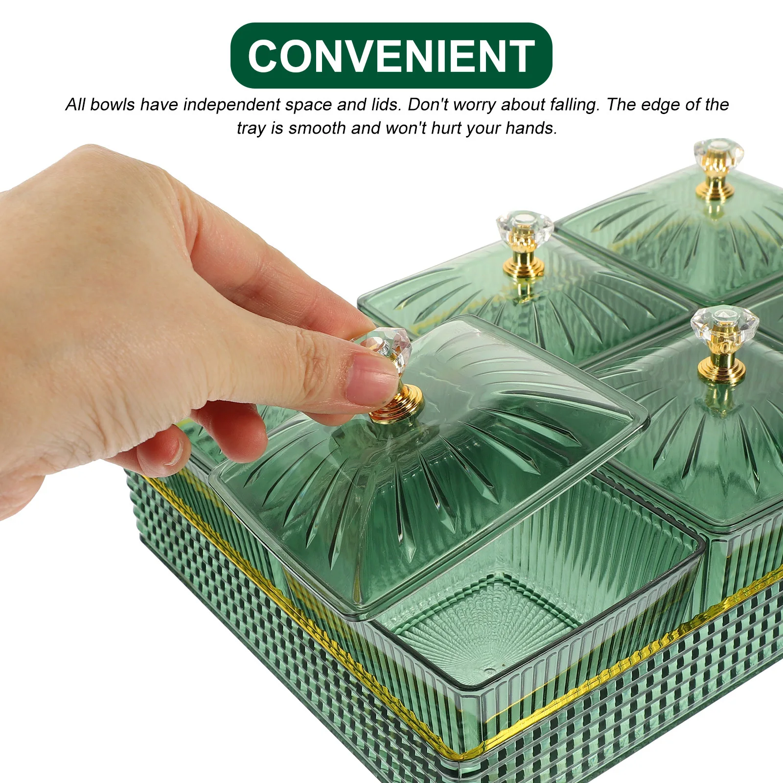 

1 set Snack Plate With Tray Decorative Bowl Dried Fruit Dish Home Wedding Party Serving Candies Nuts Household Food Container