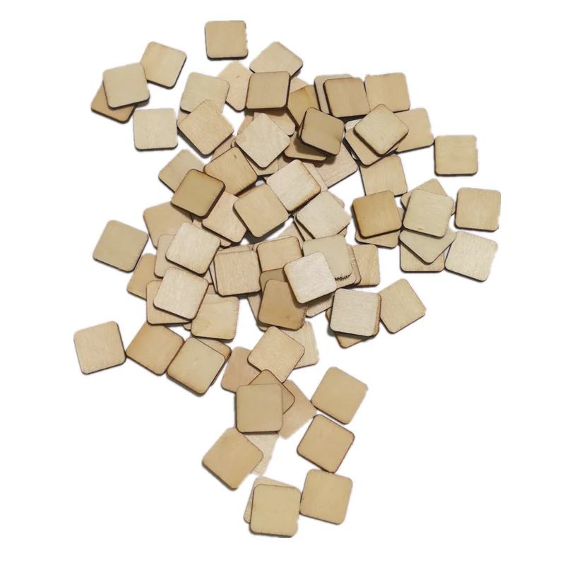 100pcs 20mm Unfinished Wood Pieces Blanks Wood Squares Round Corner Wooden Cutouts for DIY  Craft Laser Engraving Carving