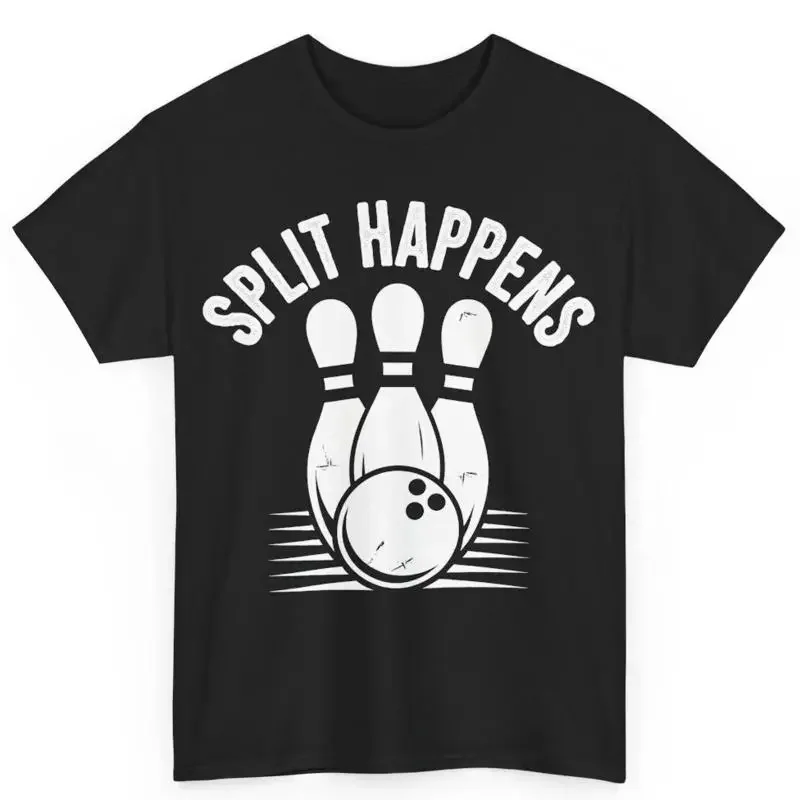 Bowling Split Happens Funny Sarcastic Lover Cotton T Shirt